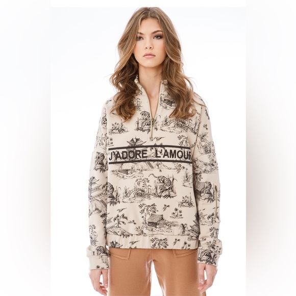 EllandEm J'ADORE L'amour Pattern Half Zip Size M/L - Picture 4 of 11